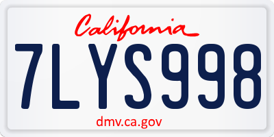 CA license plate 7LYS998