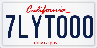 CA license plate 7LYT000