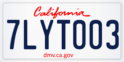 CA license plate 7LYT003