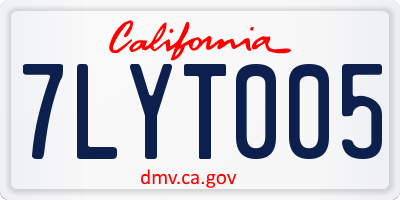 CA license plate 7LYT005