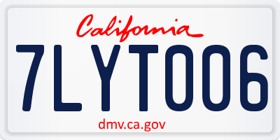 CA license plate 7LYT006