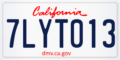 CA license plate 7LYT013