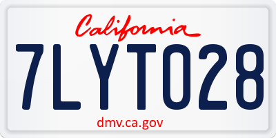 CA license plate 7LYT028