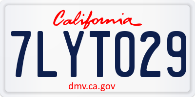 CA license plate 7LYT029