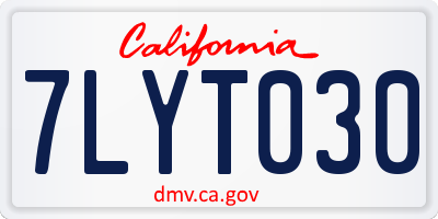 CA license plate 7LYT030