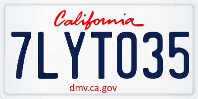 CA license plate 7LYT035
