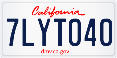 CA license plate 7LYT040