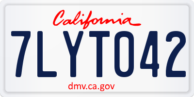 CA license plate 7LYT042