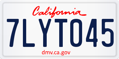 CA license plate 7LYT045