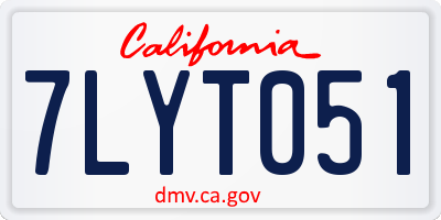 CA license plate 7LYT051