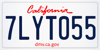 CA license plate 7LYT055