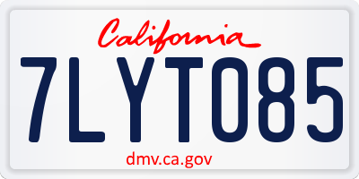 CA license plate 7LYT085