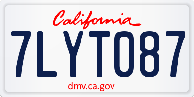 CA license plate 7LYT087