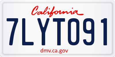 CA license plate 7LYT091