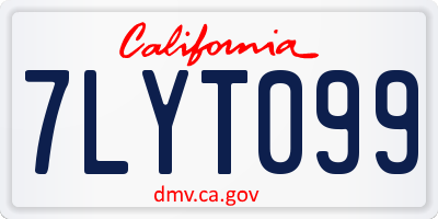CA license plate 7LYT099