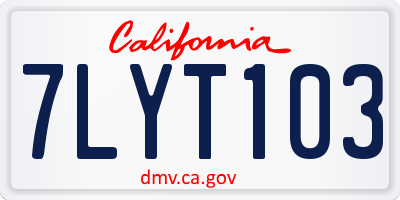 CA license plate 7LYT103