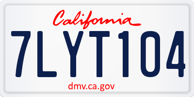CA license plate 7LYT104