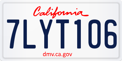 CA license plate 7LYT106