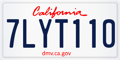 CA license plate 7LYT110