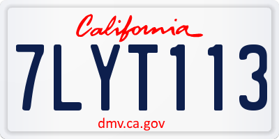 CA license plate 7LYT113