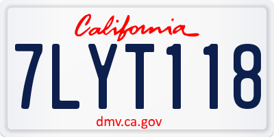 CA license plate 7LYT118