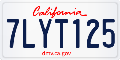 CA license plate 7LYT125