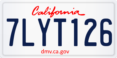 CA license plate 7LYT126