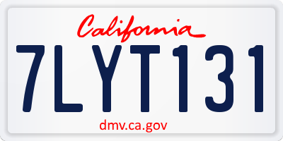 CA license plate 7LYT131
