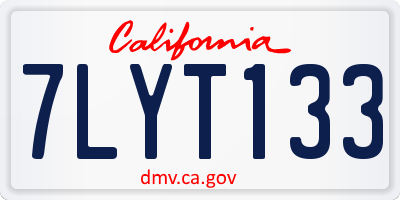 CA license plate 7LYT133