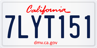 CA license plate 7LYT151