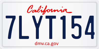 CA license plate 7LYT154