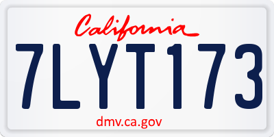 CA license plate 7LYT173