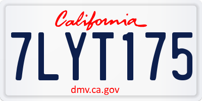 CA license plate 7LYT175