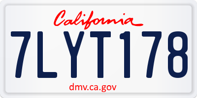 CA license plate 7LYT178