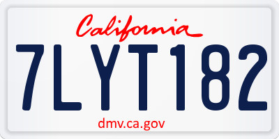 CA license plate 7LYT182