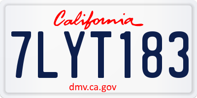CA license plate 7LYT183