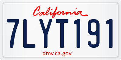 CA license plate 7LYT191