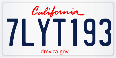 CA license plate 7LYT193