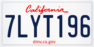 CA license plate 7LYT196