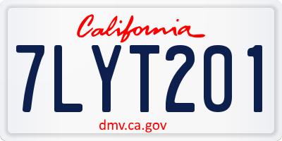 CA license plate 7LYT201