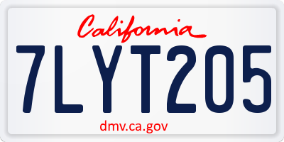 CA license plate 7LYT205