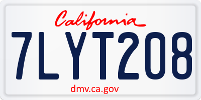 CA license plate 7LYT208