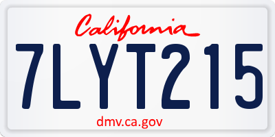 CA license plate 7LYT215