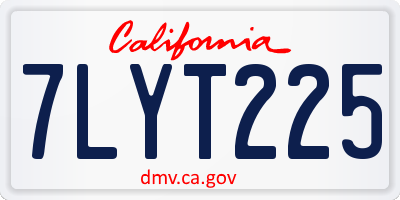 CA license plate 7LYT225