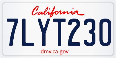 CA license plate 7LYT230