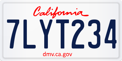 CA license plate 7LYT234