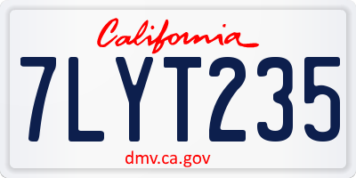 CA license plate 7LYT235