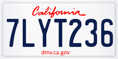 CA license plate 7LYT236