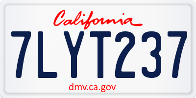 CA license plate 7LYT237