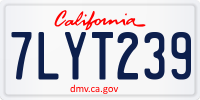 CA license plate 7LYT239